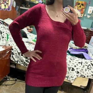 Metaphor Tunic Sparkly Magenta Sweater top. Size Small.